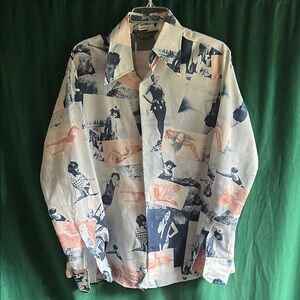 Vintage Playboy Print Button-Up Shirt
